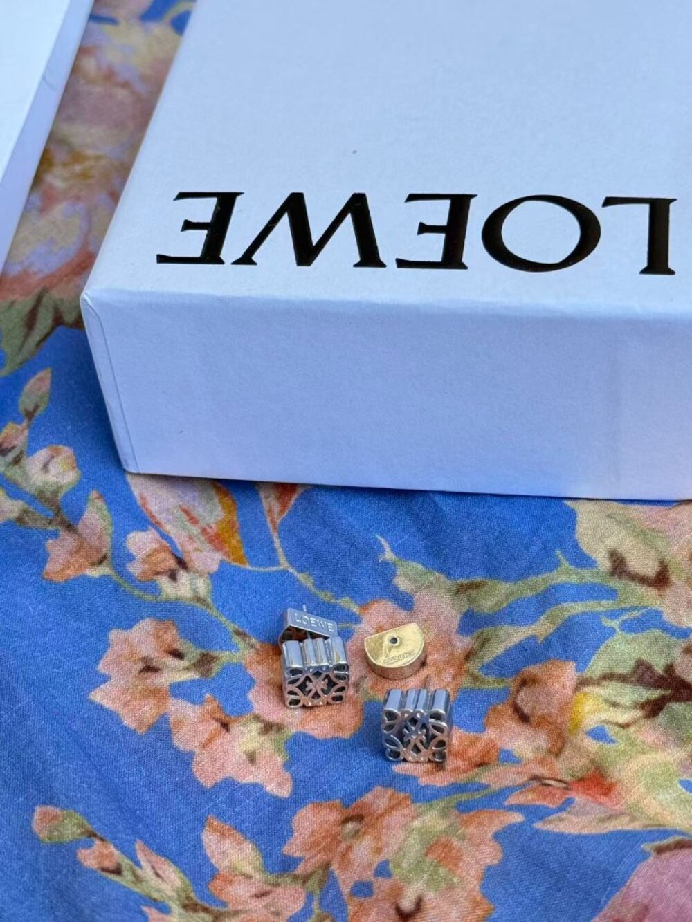 LOEWE Anagram Stud Earrings - Silver / Palladium Finish - Picture 3 of 5